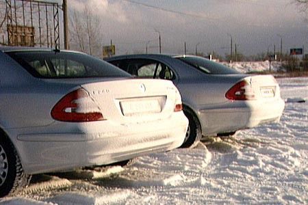 Полный и задний привод в условиях зимы на базе Mercedes-Benz E240 простого и 4 matic